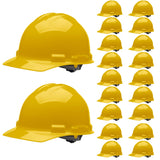 Malta Dynamics Made in US 4 Pt. Suspension Hard Hat, Ratchet Cap Style, Construction Hard Hat for Safety, OSHA/ANSI Compliant (1 Pack, Yellow) Malta Dynamics