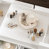 TAMUNE Armoire Bedroom Island Wardrobe Closet Island with 12 Drawers & Sliding Glass Tabletop, Island Dresser with Expandable Design, Closet Island for Bedroom Cloakroom White 63”W x 31.5”W x 35.8”H TAMUNE