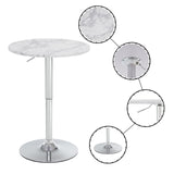 Rongbuk 23.6" Round Bar Table, Adjustable Height Bar Table, Modern Cocktail Bar Table with MDF Top and Metal Base, Bistro Pub Table Suitable for Café, Kitchen Island, Bar Counter, White Rongbuk