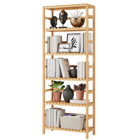Bamjoy 6-Tier Bamboo Storage Shelf - Stylish and Versatile Tall Unit for Home and Office Bamjoy