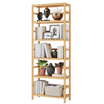 Bamjoy 6-Tier Bamboo Storage Shelf - Stylish and Versatile Tall Unit for Home and Office