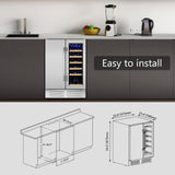 Velieta Outdoor Wine and Beverage Refrigerator,24 Inch Dual Zone Wine Beverage Cooler, Built-in/Freestanding Beer and Wine Fridge with a Powerful Compressor, 20 Bottles and 88 Cans Capacity Velieta