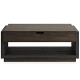 BELLEZE Coffee Table, Lift Top Coffee Table with Hidden Compartment and Open Storage Shelf, Central Table for Living Room, Home Office - Brown BELLEZE