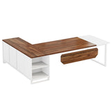 Tribesigns 70.8" L-Shaped Executive Desk with 55" File Cabinet, Large Home Office Computer Desk with Storage Shelves and Cabinet, Modern Business Furniture Set Home Office, Walnut White Tribesigns