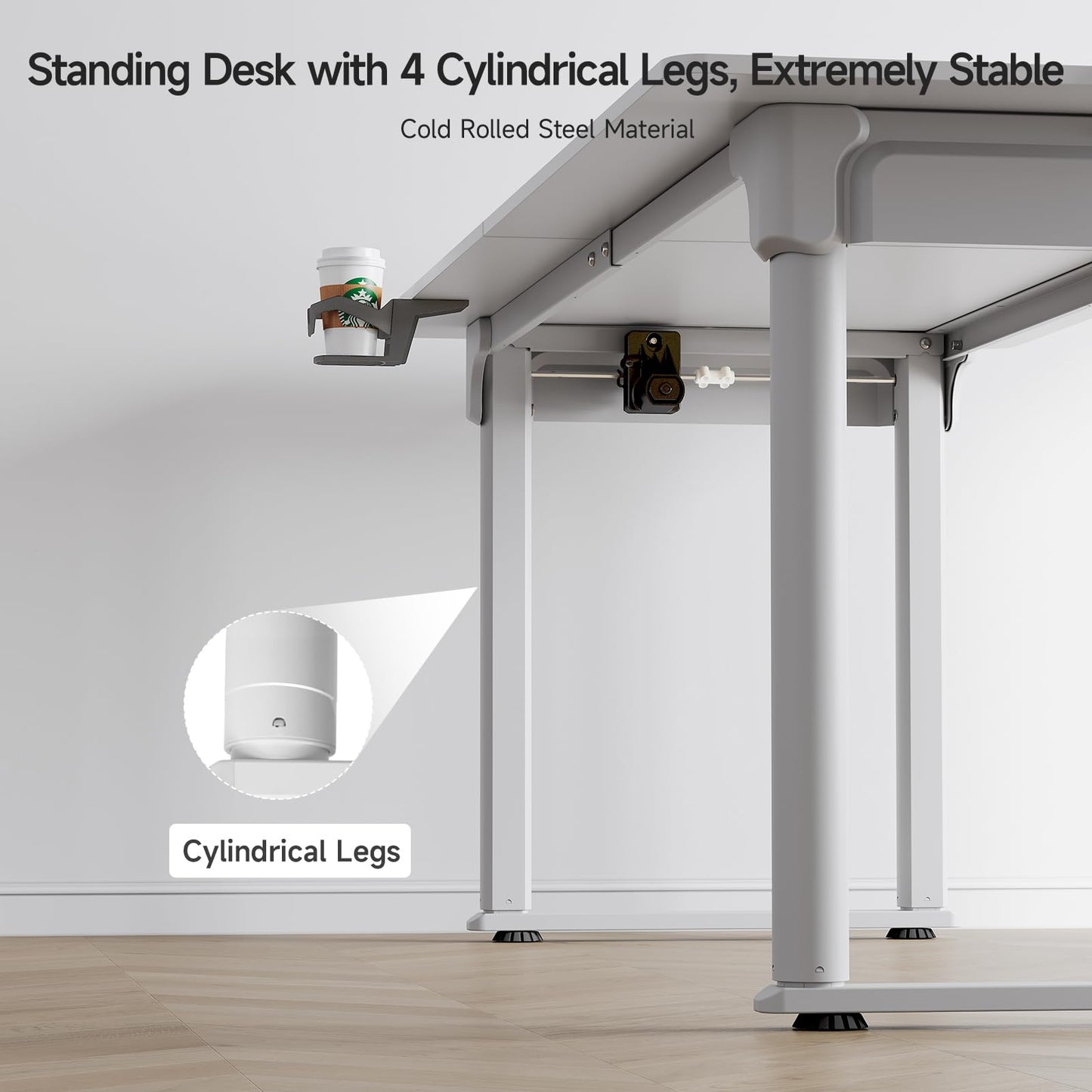 ONBRILL Stand Up Desk with 4 Legs, 71x32 Rectangle Desk with Memory Controller & Dual Motors, Standing Desk Height Adjustable from 28" to 46" for Home Office Desk & Computer Workstations, Whi - WoodArtSupply