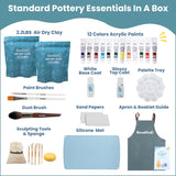 Pottery Kit for Beginners 2.2Lbs Air Dry Clay for Adults with Sculpting Tools, Paint, Glaze, Air-Dry Modeling Clay Molding, Sculpt & Painting Set, Hobby Date Night DIY Art Craft Kits -Standard (White) BeadHub