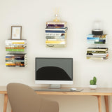 Mefirt Invisible Floating Bookshelves for Wall, 6 Tier Vertical Spine Book Tower, Heavy Duty Floating Book Shelves Metal Book Organizers for Home Office, 3 Pack(White) Mefirt