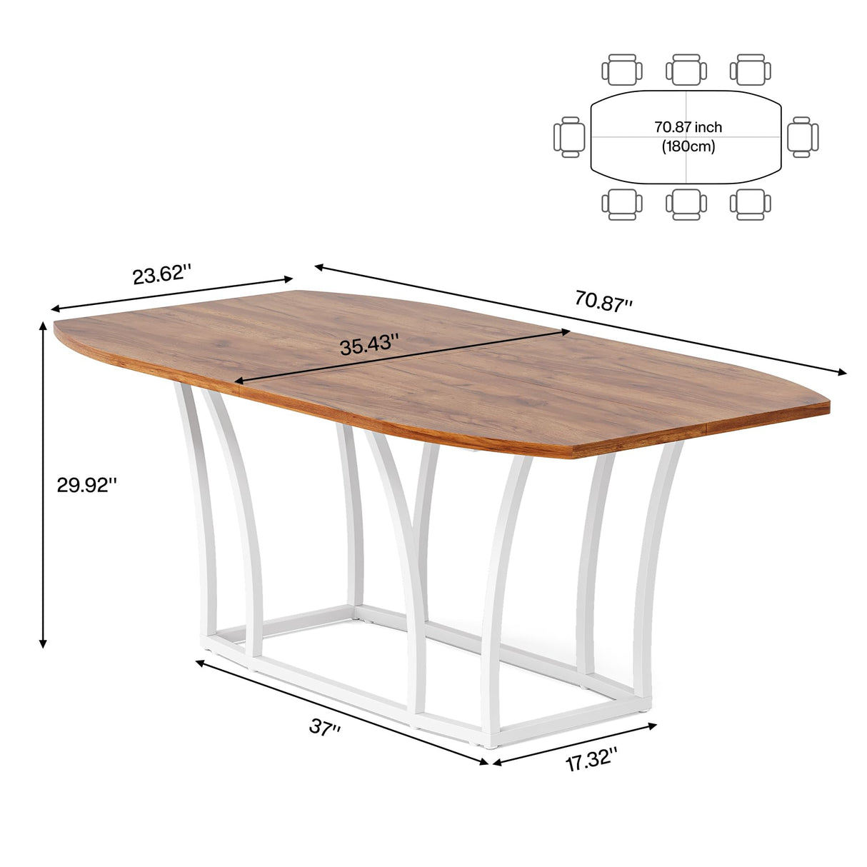 Tribesigns 71-Inch Farmhouse Dining Table, 6-8 People Rectangular Wood Kitchen Table, Rustic Wood Dinner Table for Dining Room, Kitchen, Living Room (Rustic Brown, Only Table) Tribesigns