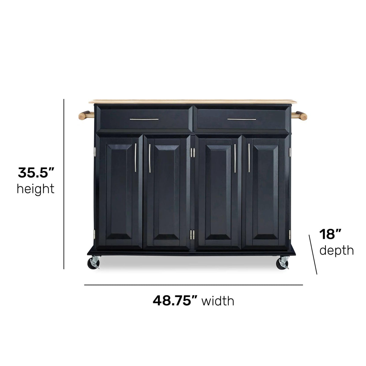 Homestyles Kitchen Cart with Storage Dolly Madison, 48.25 Inches Wide, Black homestyles
