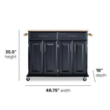 Homestyles Kitchen Cart with Storage Dolly Madison, 48.25 Inches Wide, Black homestyles