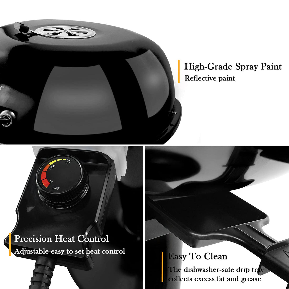 Electric BBQ Grill Techwood 15-Serving Indoor/Outdoor Electric Grill for Indoor & Outdoor Use, Double Layer Design, Portable Removable Stand Grill, 1600W (Stand Black BBQ Grills) Techwood