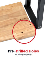 ENJOYWOOD 60 Inch Workbench for Garage Adjustable Height Work Bench with Pegboard Power Outlets Rubber Wood Tabletop Work Table for Cutting Wood Woodworking Shop Home Office Electronic ENJOYWOOD