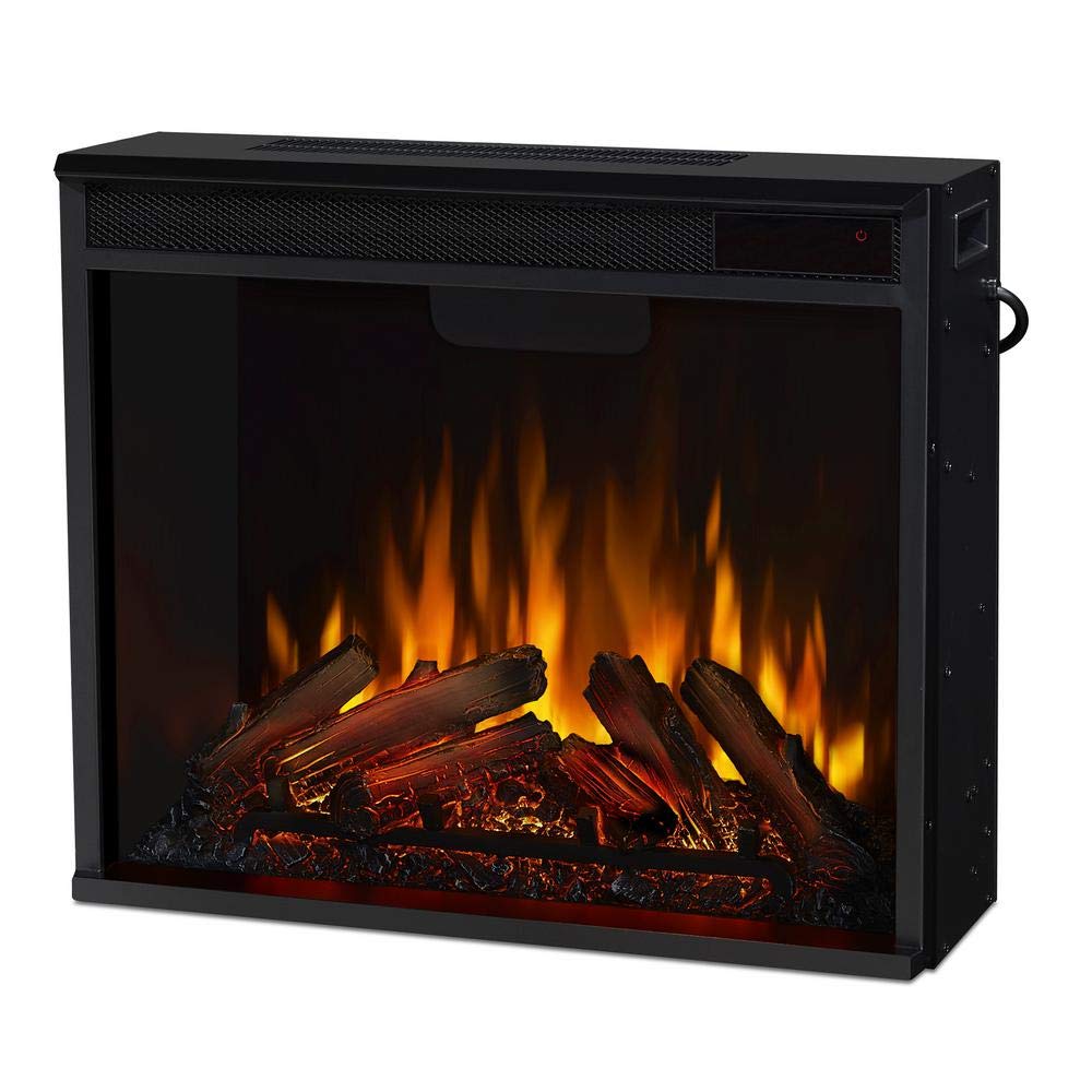 Real Flame Replaceable Electric Fireplace Heater Insert, Multi Flame Colors, Multi Brightness Levels, Adjustable Thermostat, Timer, Over Heat Protection, Automatic Safety Shut Off, Remote Control Real Flame