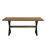 Walker Edison Harrold Modern Farmhouse X Leg Dining Table, 72 Inch, Rustic Oak Walker Edison