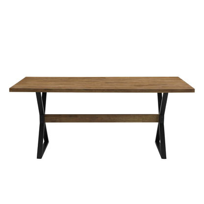 Walker Edison Harrold Modern Farmhouse X Leg Dining Table, 72 Inch, Rustic Oak - WoodArtSupply