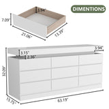9 Drawer Dresser with Power Outlet, Dresser with LED Light, Modern Chest of Drawers for Closet, Triple Wide Drawer Organizer Cabinet for Bedroom, Living Room, Entryway, Hallway (White, 9 Drawers) Gyfimoie