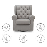 Delta Children Emerson Upholstered Glider Swivel Rocker Chair, Dove Grey with Soft Grey Welt Delta Children