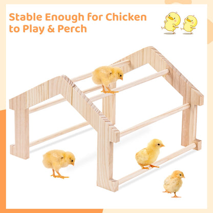 4 Pcs Wooden Chick Perches, Chick Stand Training Perches, Wood Chicken Roosting Bars for Entertainment, Chick Jungle Gym Perch Toys for Coop & Brooder