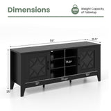 Tangkula Farmhouse TV Stand for TVs Up to 65-in, Classic Media Entertainment Center w/Glass Door Cabinets & 4 Adjustable Shelves, Modern TV Console Table w/ 3 Cable Holes for Living Room (Black) Tangkula
