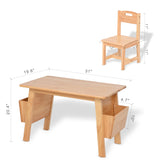 KRAND Kids Solid Wood Table and 2 Chair Set with Storage Desk and Chair Set for Children Toddler Activity Table (Solid Wood/Natural) KRAND