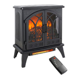Innoflame 24" Electric Fireplace Heater, Freestanding Stove Heater with Realistic Flame, Adjustable Thermostat, Remote, Timer, 1500W, Black Innoflame