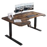 Radlove 59-Inch Large Electric Height Adjustable Computer L-Shaped Desk with Memory Controller Corner Standing Desk Modern Workstation with Splice Board Ergonomic Desk (Black Frame + Rustic Brown Top) Radlove