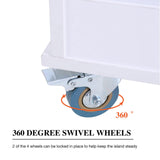 PHI VILLA Kitchen Island Cart on Wheels - Portable Kitchen Island with Drop Leaf, Rolling Kitchen Island with Storage PHI VILLA