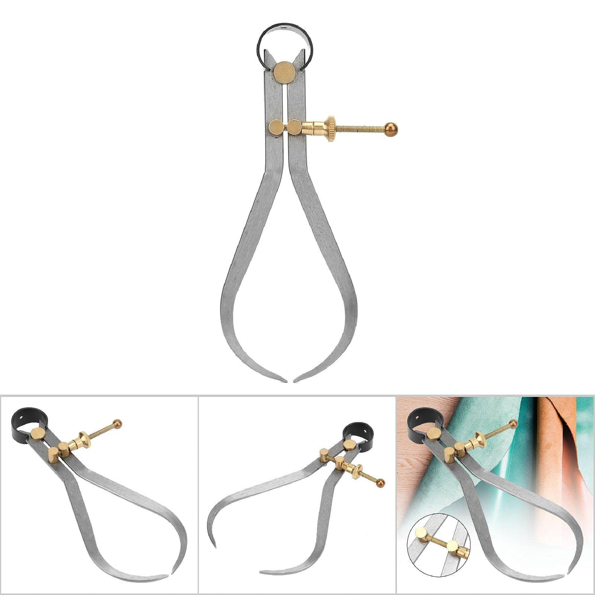 CHEOTIME Outside Spring Caliper, Boomerang Leg External Spring Caliper Divider with Copper Fitting Marking Gauges Outside Caliper for Wood Turning Lathe Work CHEOTIME