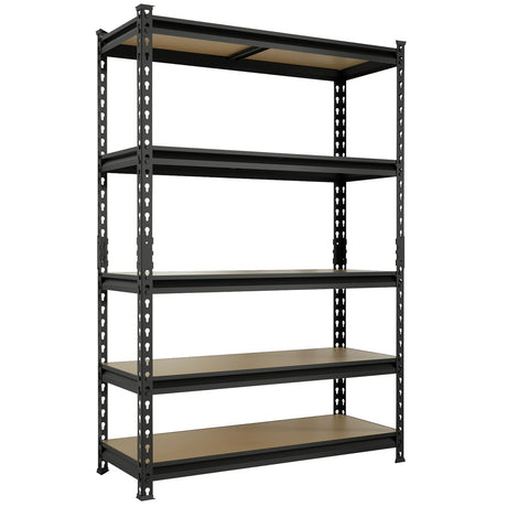 BIG RED Storage Shelving Unit, 5-Tier Adjustable, Heavy Duty Metal Garage Shelves/Utility Rack for Kitchen, Pantry, Basement, Bathroom, Laundry - 2,000 lbs Capacity, Black, 72" H x 48" W x 18" D BIG RED