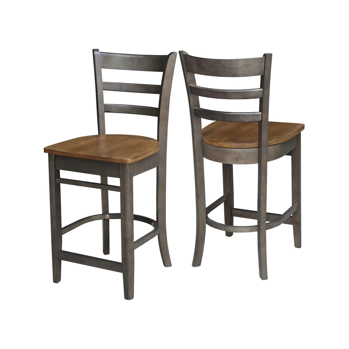 International Concepts Emily Counterheight Stool - 24-inch Seat Height, Hickory/Washed Coal (S45-6172) IC International Concepts