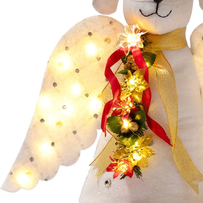 iHeartDogs Christmas Tree Topper Decoration - The Original Dog ‘Christmas Miracle’ Angel Dog Tree Topper LED Lighted Poinsettia Garland & Wings Decor Ornament, Holiday Decoration