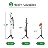 kiplant Black Coat Rack Stand, Bamboo Wood Freestanding Coat Tree with 8 Hooks, Hallway Entryway Hat Hanger Organizer Standing for Bedroom, Office, Clothes, Jackets, Bags, Umbrallas kiplant