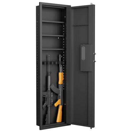 Gareinwuds 53" in-Wall Hidden 5-6 Gun Safe | Fingerprint Touch Panel Lock Quick Access | Adjustable Shelves & Gun Stock | Heavy Duty Steel Security Cabinet | Firearm Valuables Storage Gareinwuds