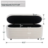 DM Furniture Storage Teddy Ottoman Bench Upholstered Fabric Storage Bench End of Bed Stool with Safety Hinge for Bedroom, Living Room, Entryway, Closet(44.5-inch, White) DM Furniture