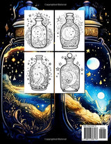Moonlit Elixirs Coloring Book For Adults: Enchant Your Senses with Mystical Bottles and Lunar Charm WoodArtSupply