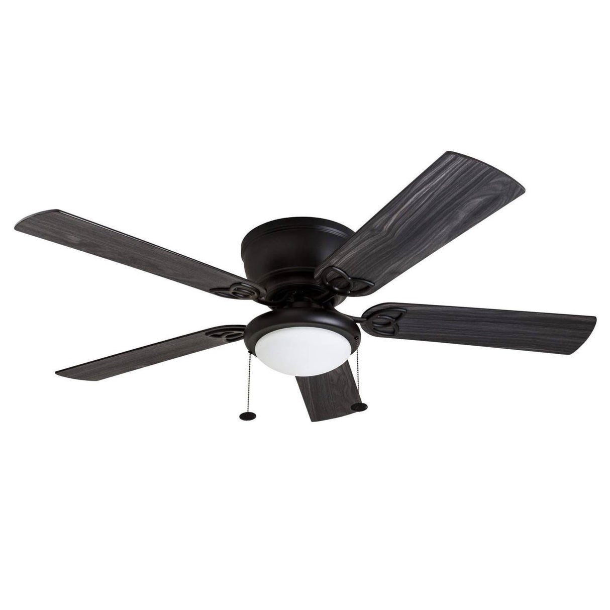 Prominence Home Benton Traditional 52 Inch Ceiling Fan with Light, LED Flush Mount Ceiling Fan, Indoor Fan with 5 Blades, Matte Black and Gray Cedar Blade Finish Options, Matte Black (50853-01) Prominence Home