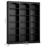 FACBOTALL 71" Triple Wide Bookshelf, 6 Tier Tall Bookshelf, Large Book Shelf with Curved Baffle, 63.4" Wide Bookcase with 18 Open Display Shelves for Living Room, Study, Black FACBOTALL