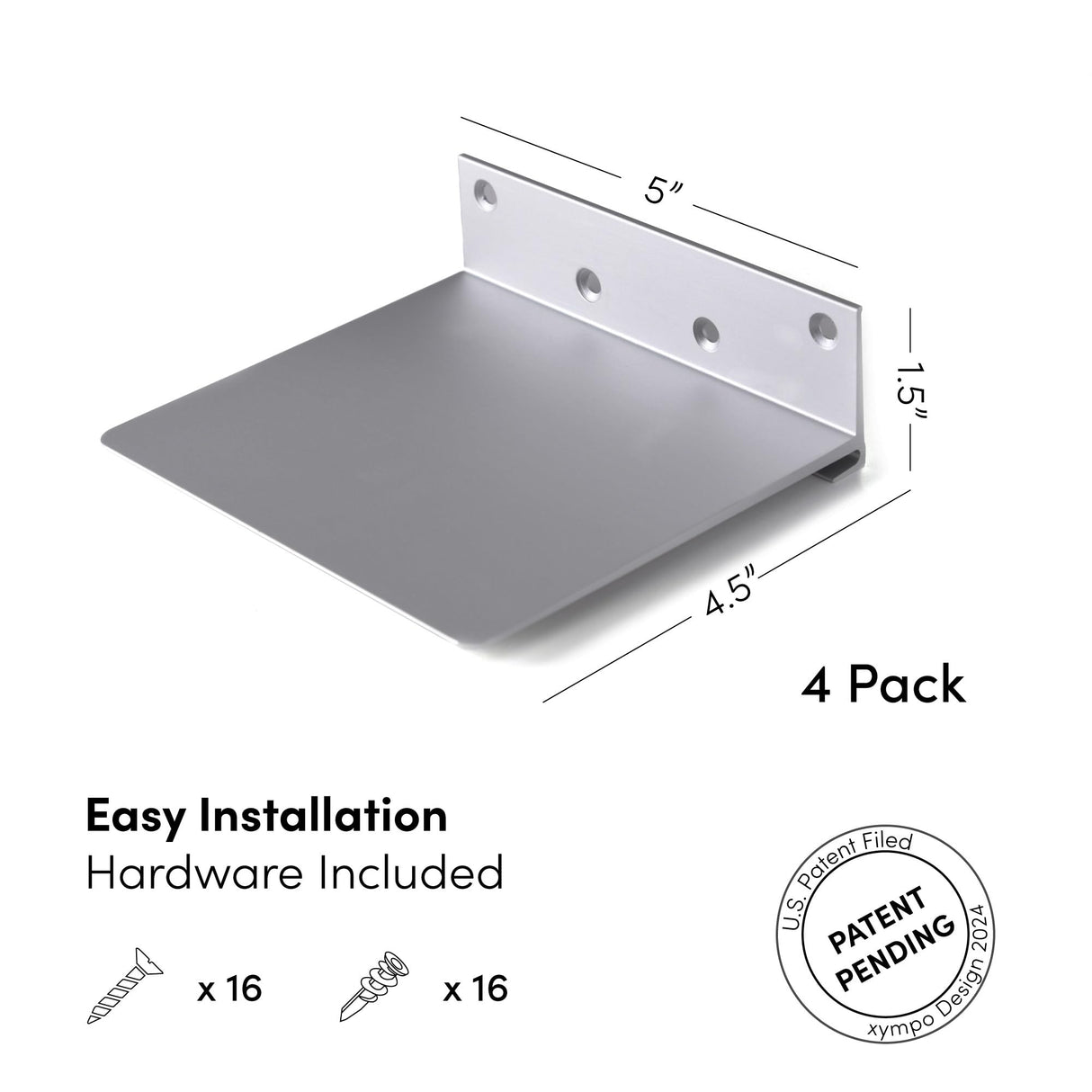 xympo Floating Invisible Bookshelf Wall Mounted (Set of 4) - Aluminum - Turn Books into Floating Shelves xympo