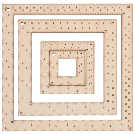 FINGERINSPIRE 4 Pcs Square Wood Knitting Gauge Rulers 0.78/3/5.5/7.3inch Wooden Knitting Gauge Swatch Ruler Knitting Heedle Gauge Measuring Tool Sets for Crochet Measurement Tool for Knitters FINGERINSPIRE