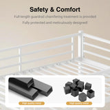 HKOLIE Queen Over Queen Bunk Bed, Metal Bunk Bed Frame Heavy Duty Bunk Beds Loft Bed Frame with Ladder and Guardrail Metal Slats No Box Spring Required for Adults Teens, White HKOLIE