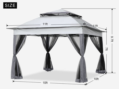 MASTERCANOPY Patio Gazebo Outdoor Pop Up Gazebo with Mesh Walls (Dark Gray, 11x11) - WoodArtSupply