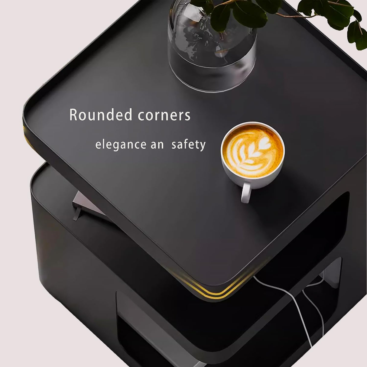 BUZUEY Side Table,Modern end Table,Unique nightstand,Black Metal Bedside Table,3-Tier Accent Table with Storage for Bedroom,Living Room,Small Space,Couch.No Assembly Required BUZUEY