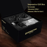 Square 25Oz Whiskey Liquor Decanter Set With 2 Glasses in Box,Decanter Set for Scotch Liquor,Whiskey Wine Decanter Suit for Men and Women Father Coworkers Lovers QUEEN&STONE LEAD FREE