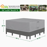 Easy-Going Patio Furniture Cover 96"x96" Square Outdoor Table and Chair Set Covers Waterproof UV Resistant Outdoor Sectional Sofa Set Covers, Gray/Dark Gray Easy-Going