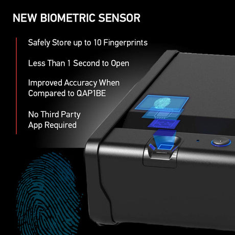 SentrySafe Biometric Gun Safe for Handguns, Fingerprint Gun Safe with Interior Light, 2 Handgun Capacity, Firearm Storage with Bolt Down Kit, QAP2BLX SentrySafe