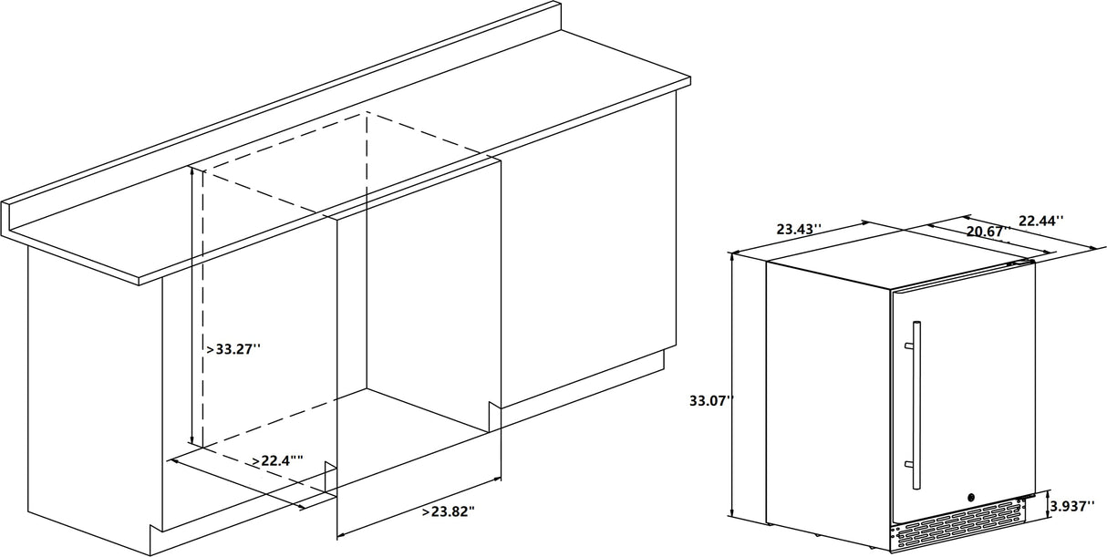 Phiestina 24 inch Indoor/Outdoor Beverage Refrigerator 175 Cans Built-in/Freestanding Beverage Fridge Cooler Lockable Stainless Steel Door Auto Defrost Quiet For Home/Commercial,6 Removable Shelves Phiestina