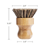 Palm Pot Brush- Bamboo Round 3 Packs Mini Dish Brush Natural Scrub Brush Durable Scrubber Cleaning Kit with Union Fiber and Tampico Fiber for Cleaning Pots, Pans and Vegetables GREENTH PRO