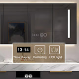 Kadaligh 60IN Modern Double Sink Bathroom Vanity - Floating Bathroom Vanity Cabinet Include 2 Sink Designs & Dressing Mirror Cabinet with LED | 4 Large Drawers & Golden Handles, Grey Kadaligh