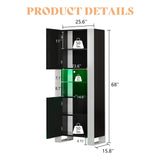 AMERLIFE Modern LED Bookcase, 68in Storage Cabinet with 6 Tiers for Storage & 3 Adjustable Shelves, High Glossy Display Case for Living Room, Home Office, Study Room, Black AMERLIFE