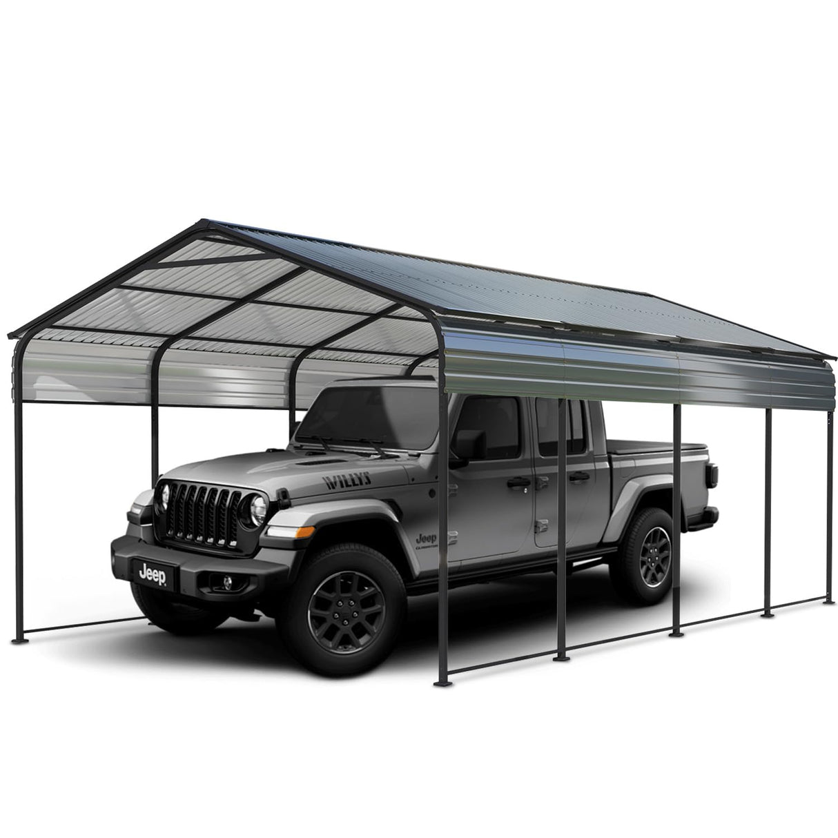 COEWSKE Metal Carport 12x20 FT Heavy Duty, Outdoor Steel Large Rv Car Ports Canopy with Galvanized Steel Roof and Frame, Car Shelter Protect from Sun and Heavy Snow for Pickup, Boat, Car and Tractors COEWSKE